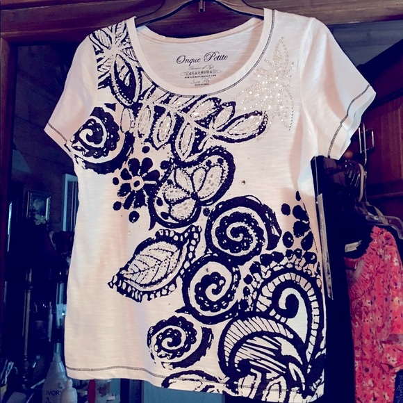 🆕Gorgeous NWT black n white sparkle shirt - Picture 7 of 14